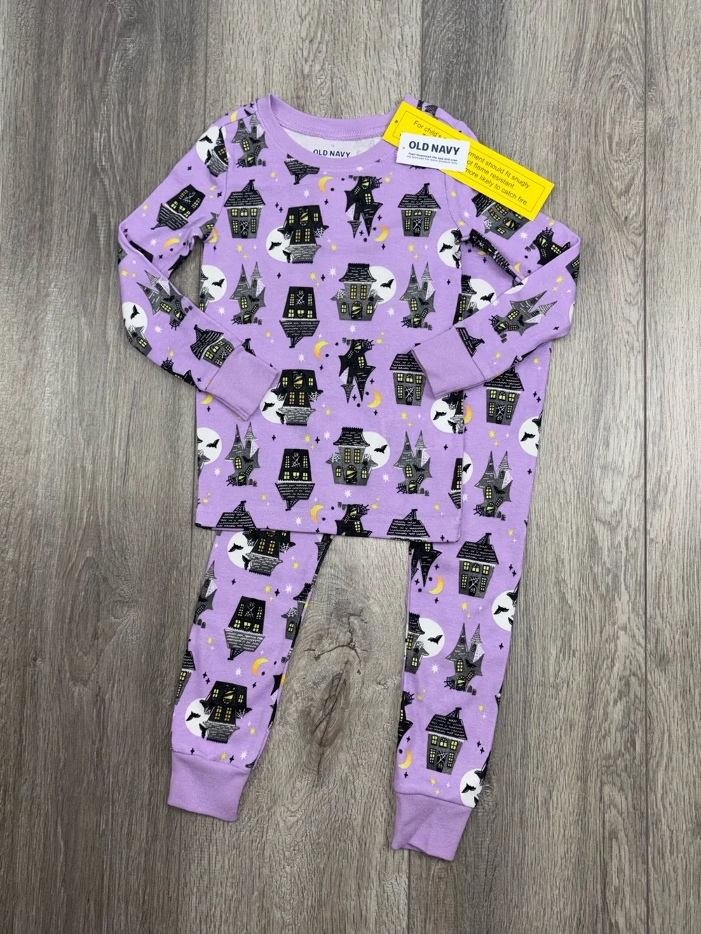 Old Navy Haunted House Pajama Set 3T Purple